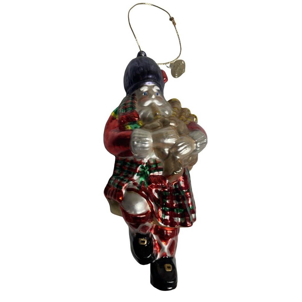 Scottish Scotland Santa Polish Mouth Blown Glass Christmas Ornament Decoration
